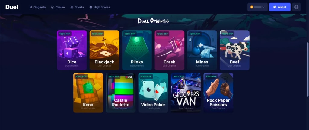 Screenshot of the Duel Originals lobby